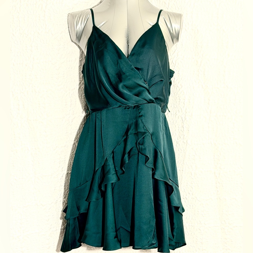 Emerald Green Satin Mini Dress - Size XL